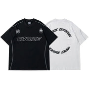 Y2K Oversized Reflective Strip T-Shirt for Men