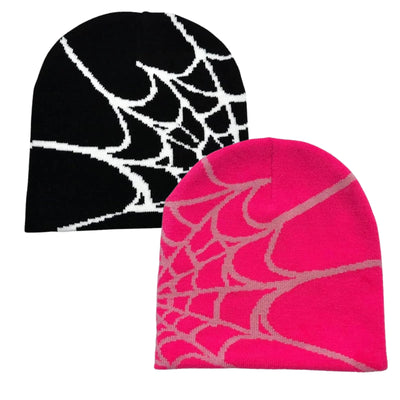 BAIMORE Y2K Gothic Spider Pattern Knitted Hat Winter Acrylic Warm Knitted Beanie for Men Women Beanie