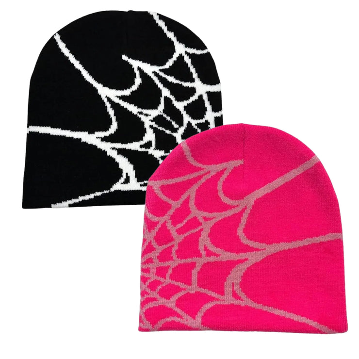 BAIMORE Y2K Gothic Spider Pattern Knitted Hat Winter Acrylic Warm Knitted Beanie for Men Women Beanie