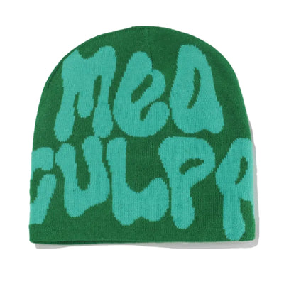 ANKOMINA Unisex Women Men Knitted Beanie Hats Fashion Letter Print Winter Skull Caps Y2k Outdoor Warm Hats Green