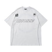 Y2K Oversized Reflective Strip T-Shirt for Men
