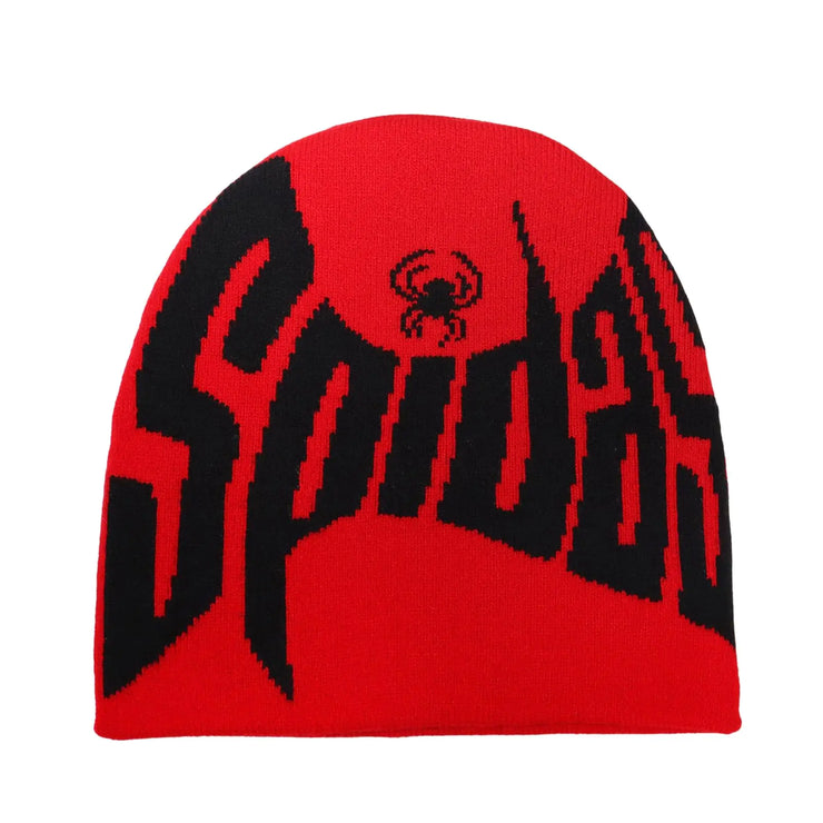 2THESTARS Y2K Beanie Trendy Wool Acrylic Beanies for Women and Men Spider Design Winter Warm Skullies Outdoor Style - Red