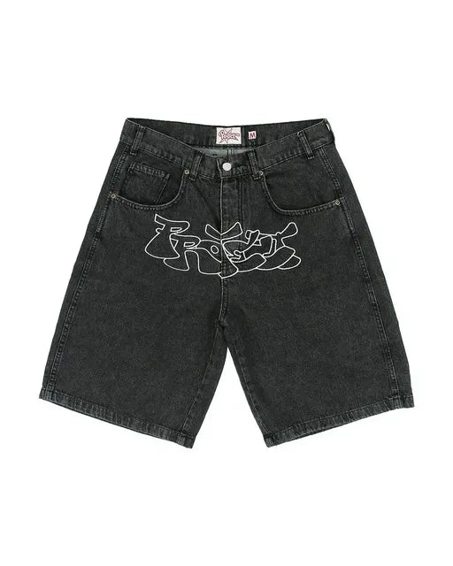Y2K Hip Hop Denim Shorts for Men and Women