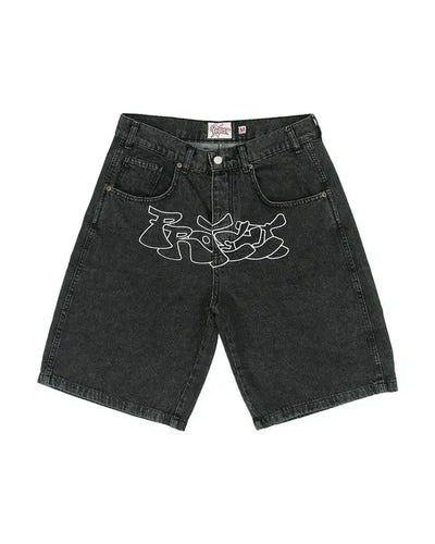 Y2K Hip Hop Denim Shorts for Men and Women
