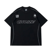 Y2K Oversized Reflective Strip T-Shirt for Men