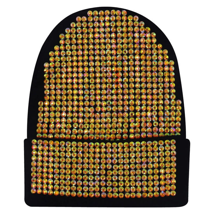 RARITYUS Bling Rhinestone Beanie Hats for Women Men Warm Knitted Winter Hats Y2K Stretchy Cuffed Skull Cap Hot Pink